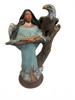 Vintage Style Eagle and Woman Figurine Statue